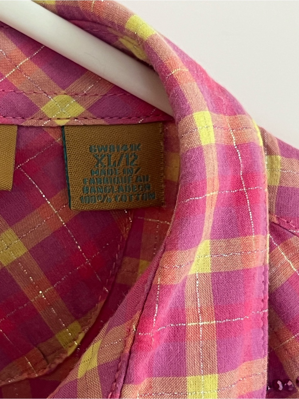 Wrangler Girls Pink, Yellow Plaid Cowgirl Western Shirt Rhinestone
Horses XL/12 - Picture 9 of 15